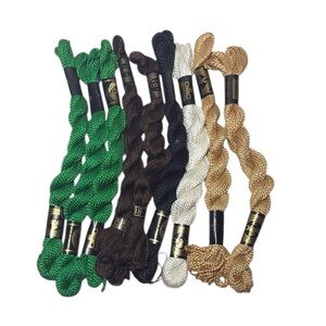 Embroidery Cotton Pearle Floss #3- Green, Brown, White, Gold